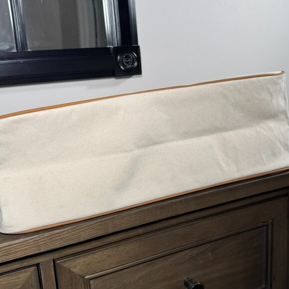 Weekend Vibes Canvas Tote Bag - Large Cream & Black Leather Handle Weekender - Picture 4 of 11